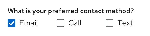 Example of form question with checkboxes aligned horizontally