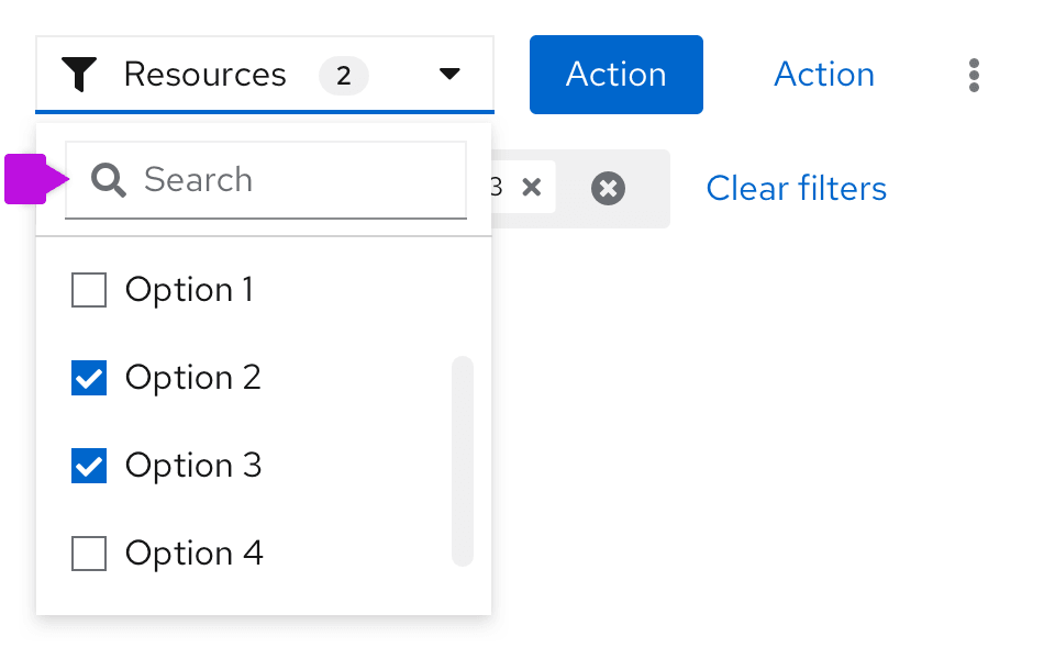 search in checkbox select