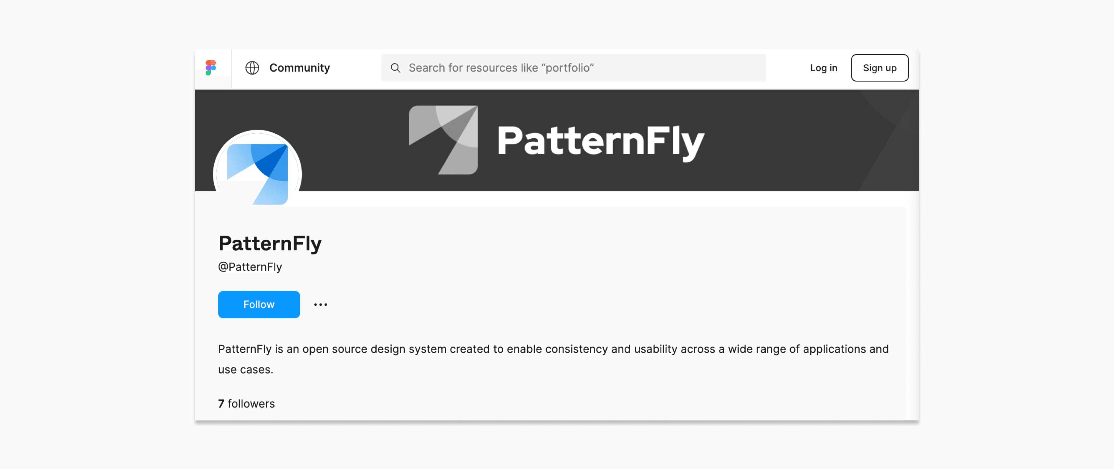 Header from PatternFly's Figma community page.