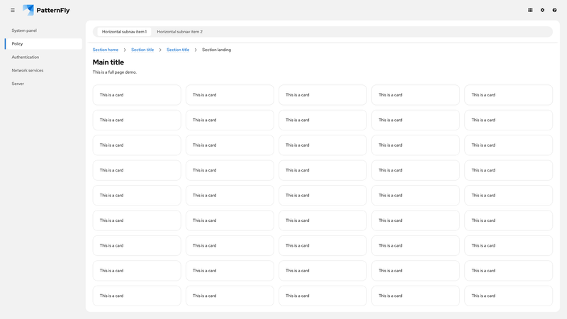 Sticky horizontal subnav screenshot