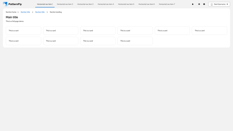 Horizontal nav screenshot