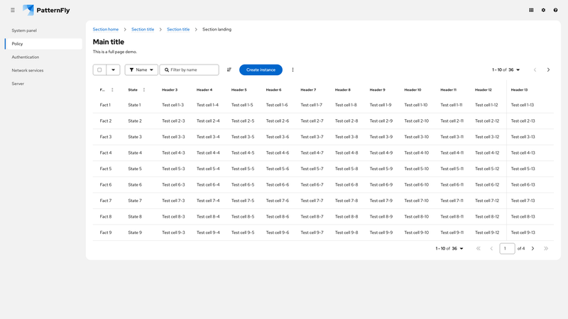 Sticky header and last column screenshot