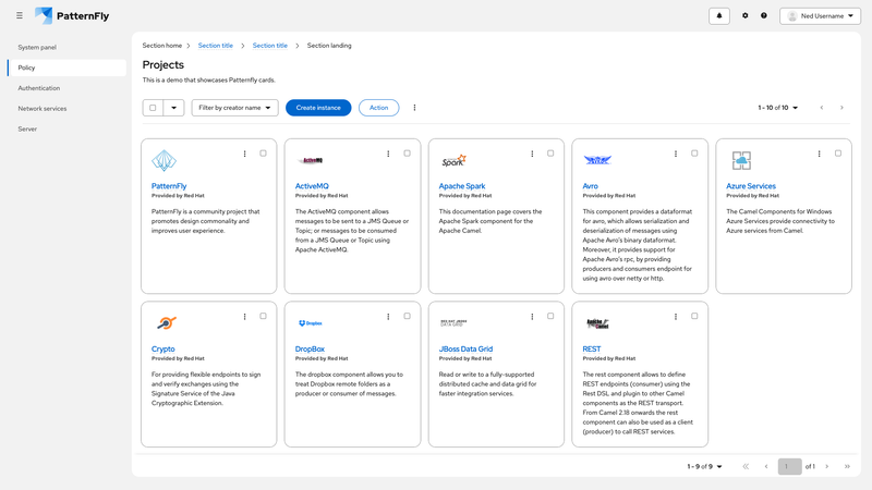 Primary-detail card view screenshot