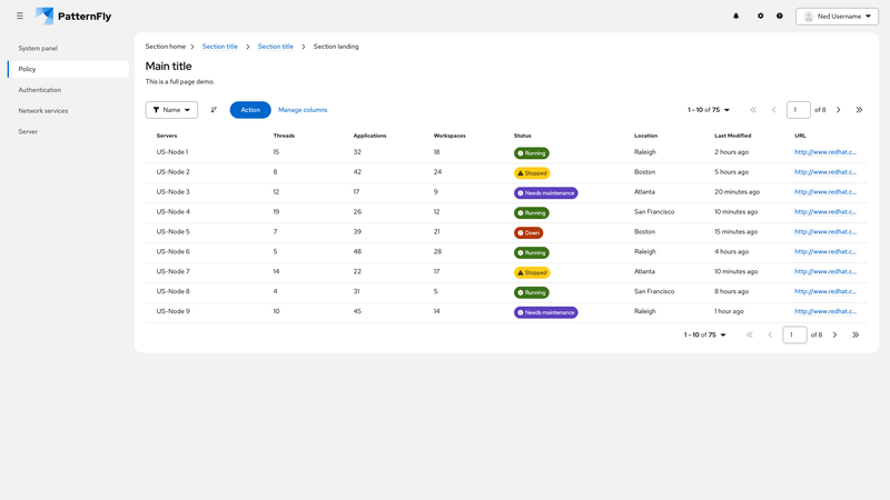 Column management screenshot