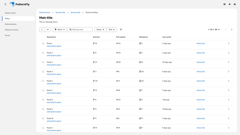 Sticky header screenshot