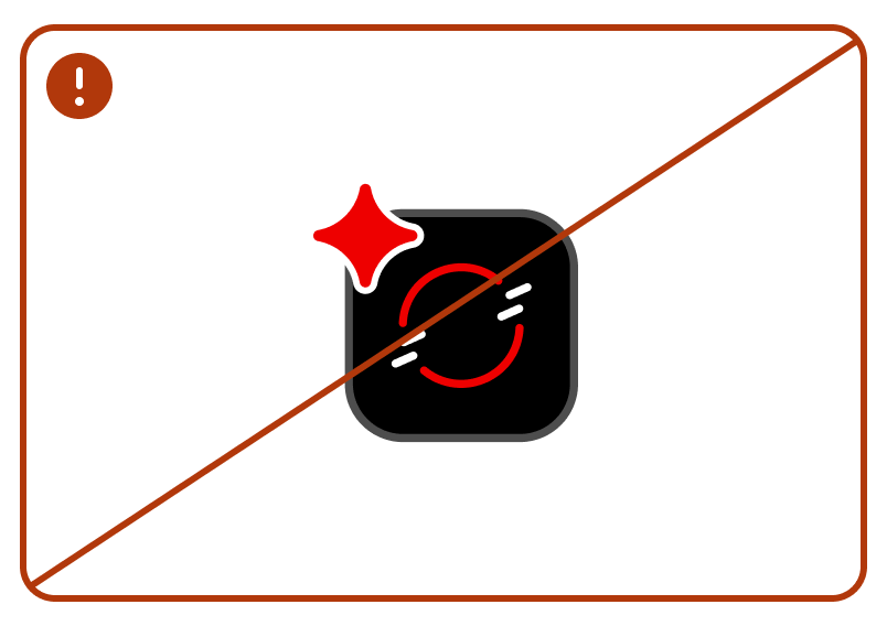 dont Crossed out Red Hat OpenShift product/technology icon with sparkle