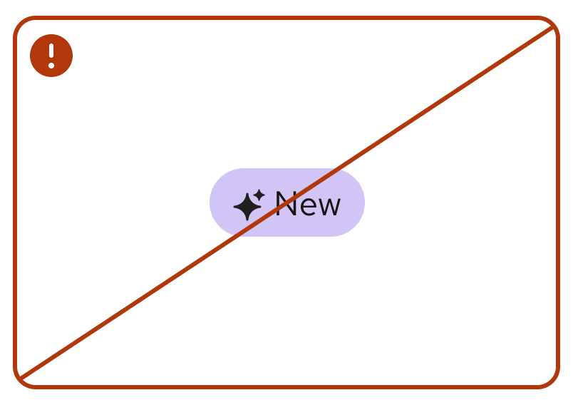dont Crossed out "new" tag/label element with sparkle icon