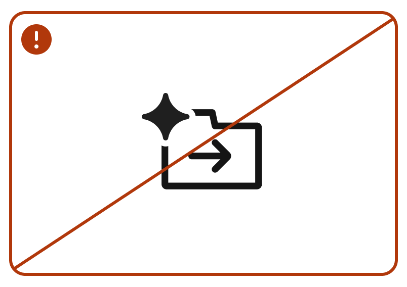 dont Crossed out folder icon with a sparkle