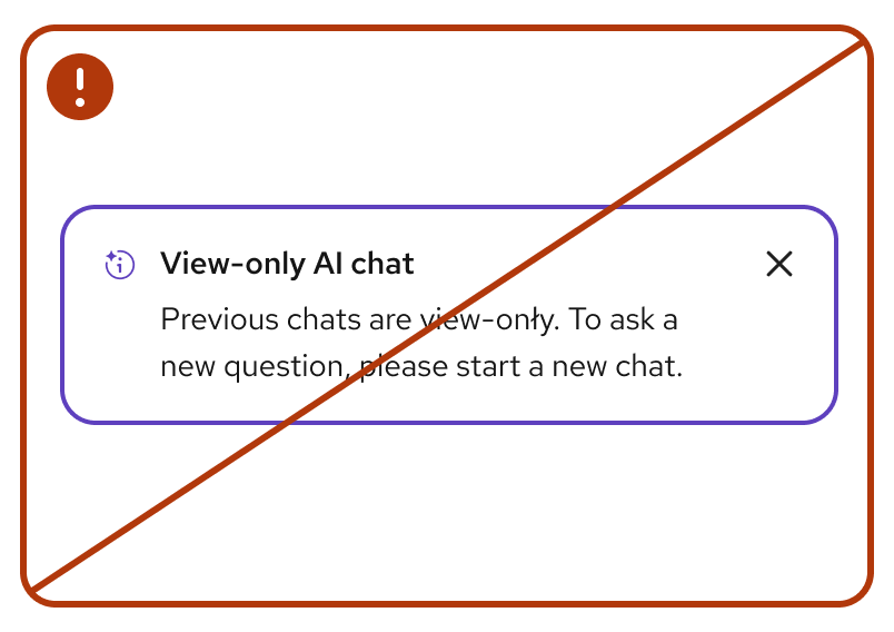dont Crossed out info alert with "View-only AI chat" message
