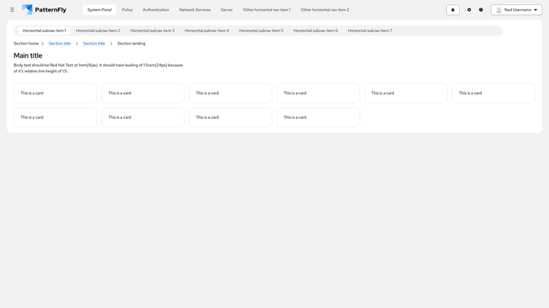 Horizontal nav with horizontal subnav screenshot