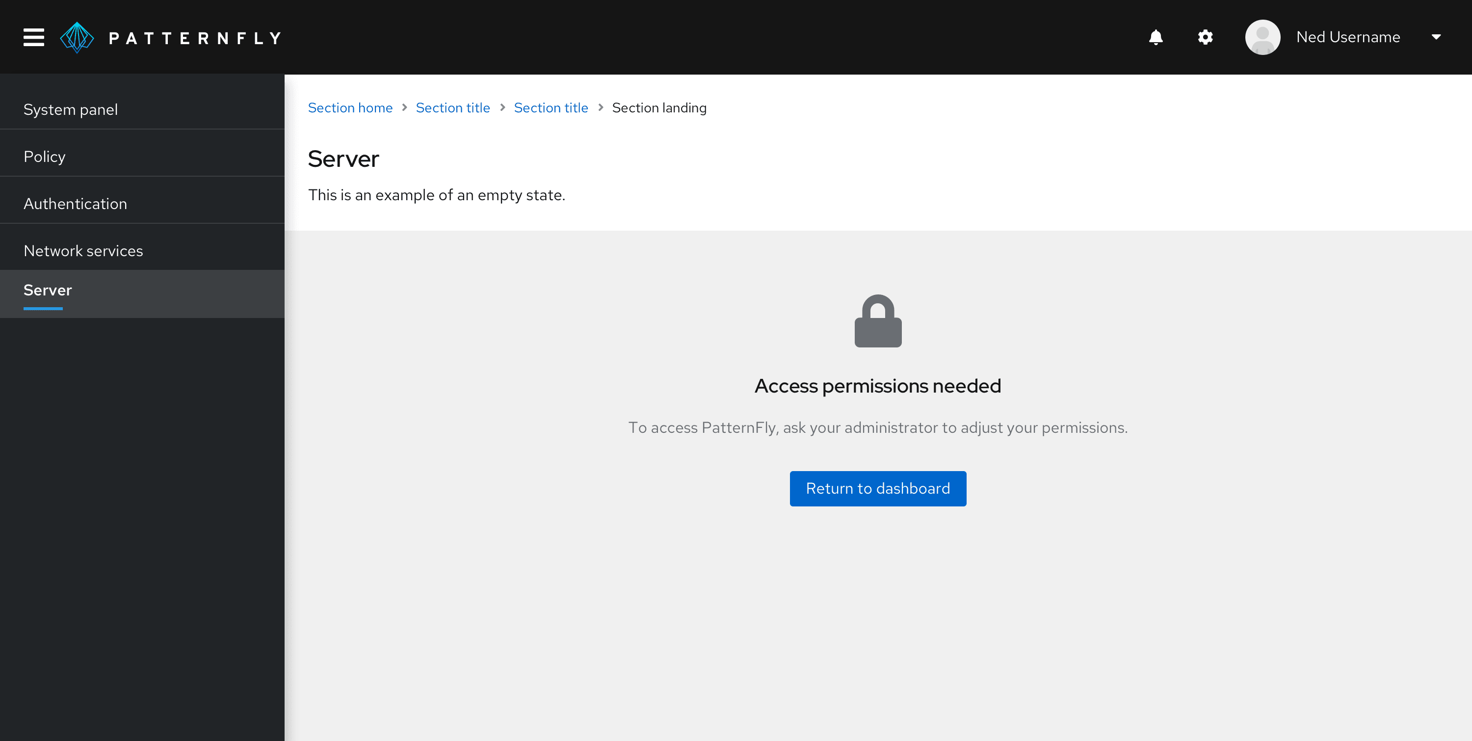 empty state with information about access permissions