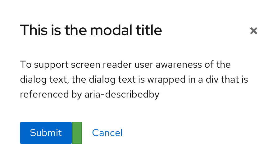 Action list used inside of a modal