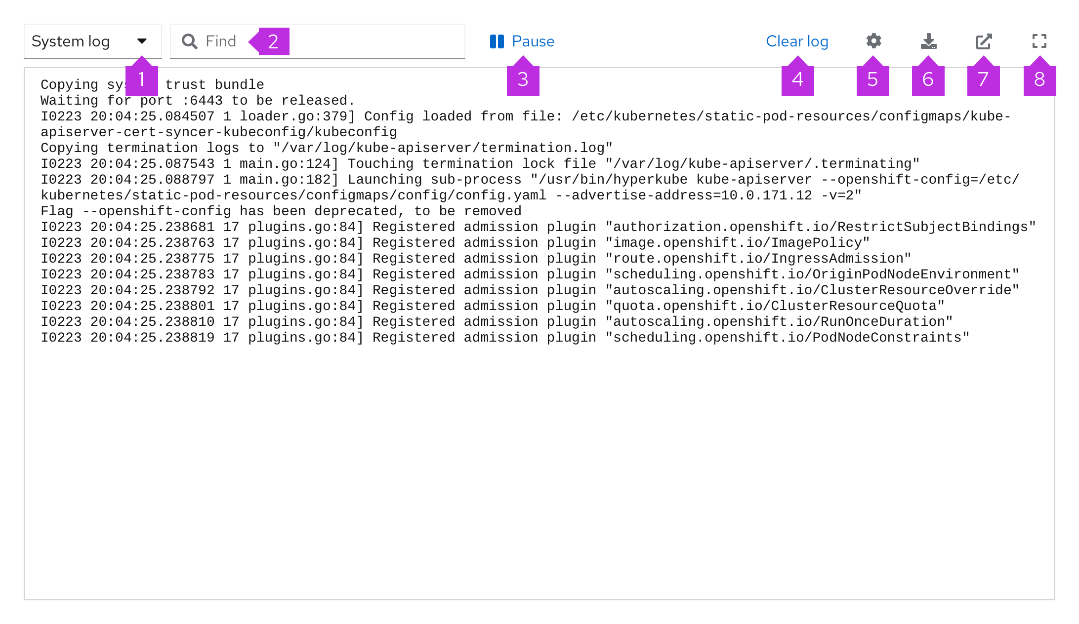 PatternFly • Log viewer