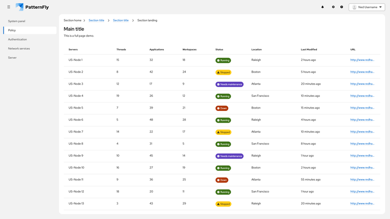 Sticky header screenshot
