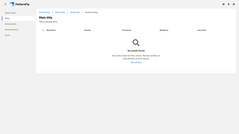 Empty state screenshot