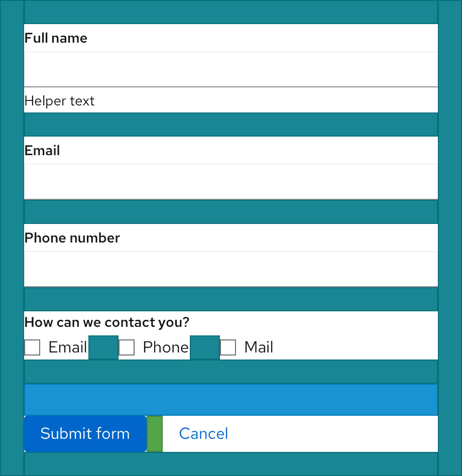 Basic form example with spacers to demonstrate how elements should be spaced within it