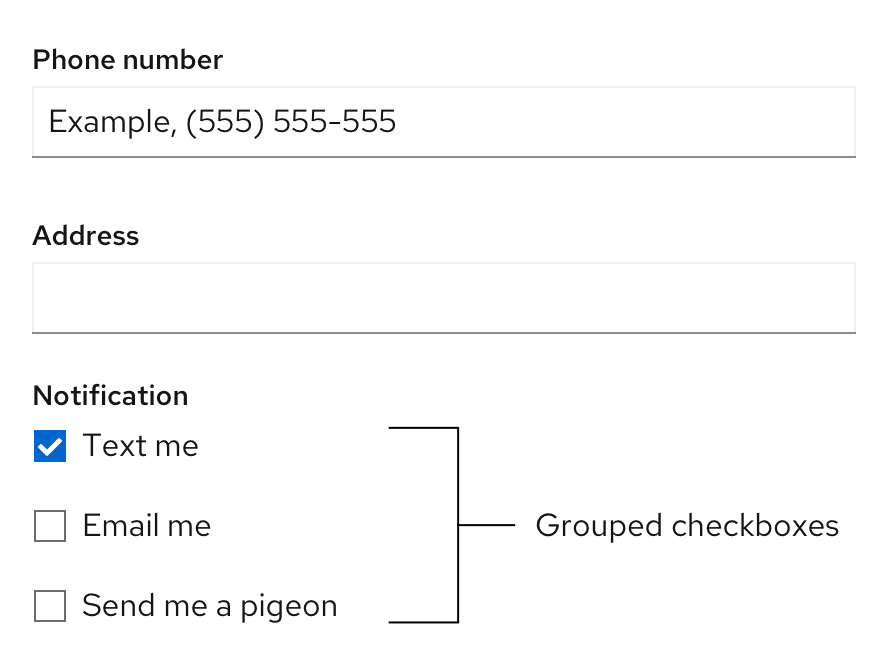 Example of a group of checkboxes