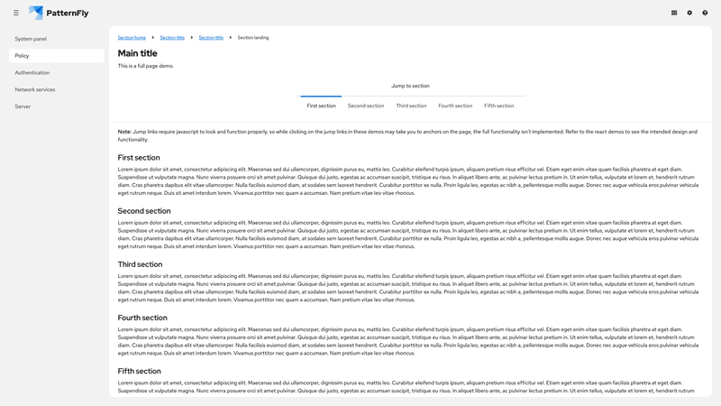 Horizontal jump links screenshot