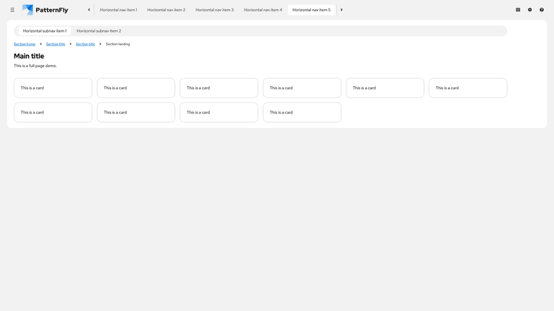 Horizontal nav with horizontal subnav screenshot