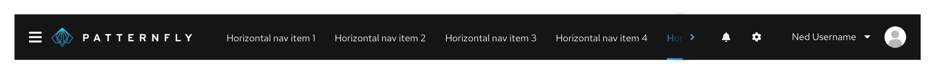Example of horizontal navigation