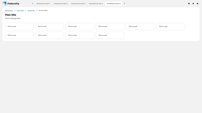 Horizontal nav screenshot