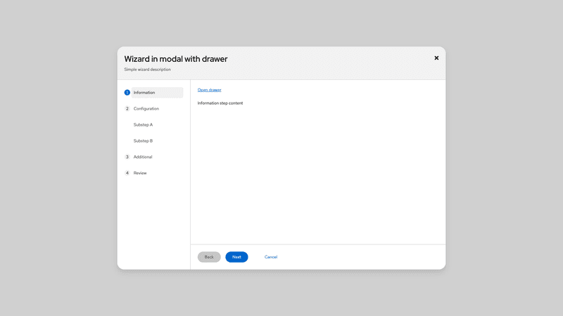 In modal, with drawer screenshot