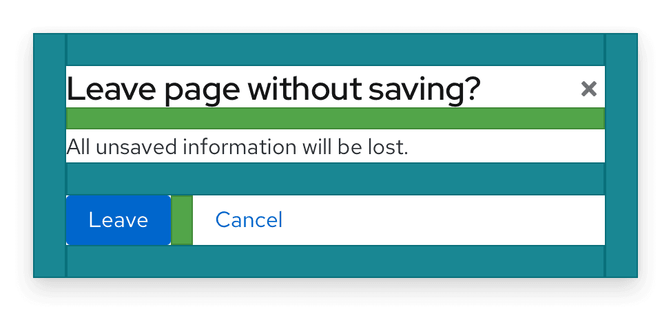 A basic modal with 24px spacers between the modal box and content, and 16px spacers between the headline and content area, and between each button