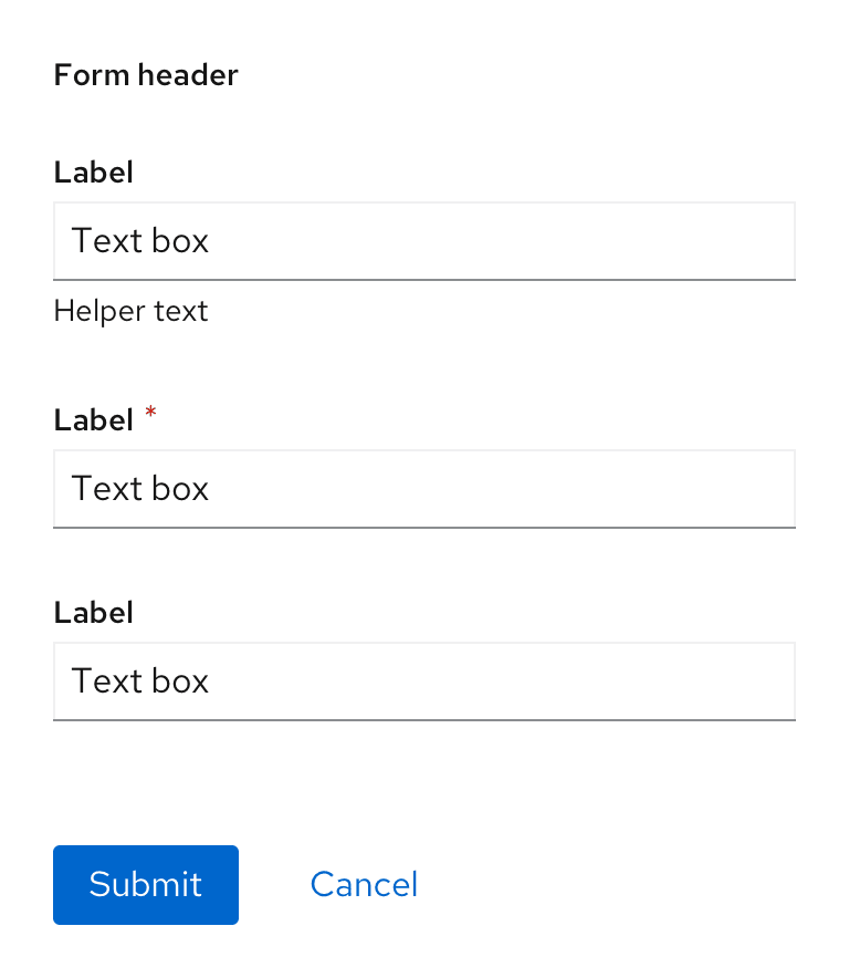 Example of form in a modal