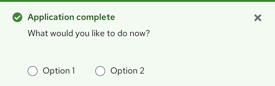 alert with radio button options