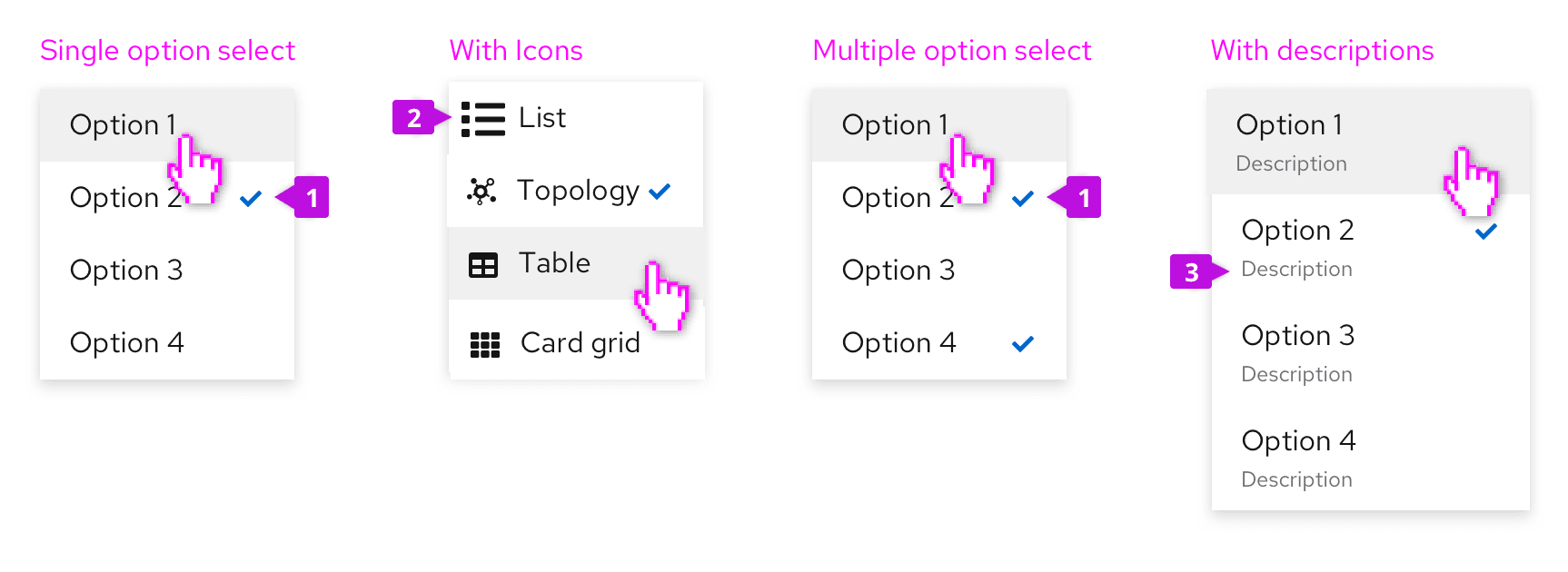 option select menus