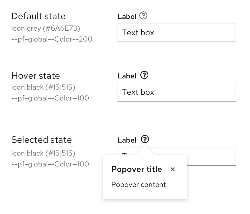 Popover icon colors depending on state