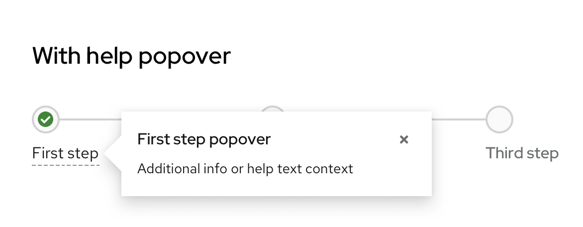 Image showing example of a progress stepper with help popver.