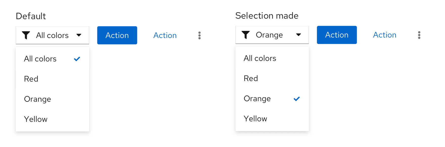 single select list filter