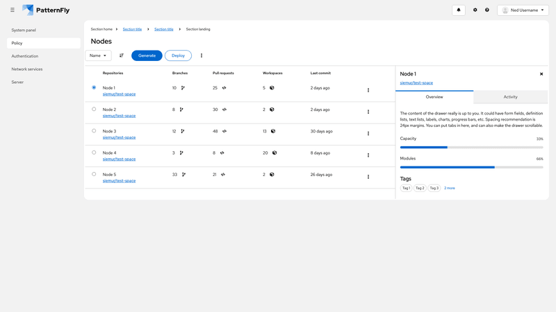 Tables and tabs screenshot