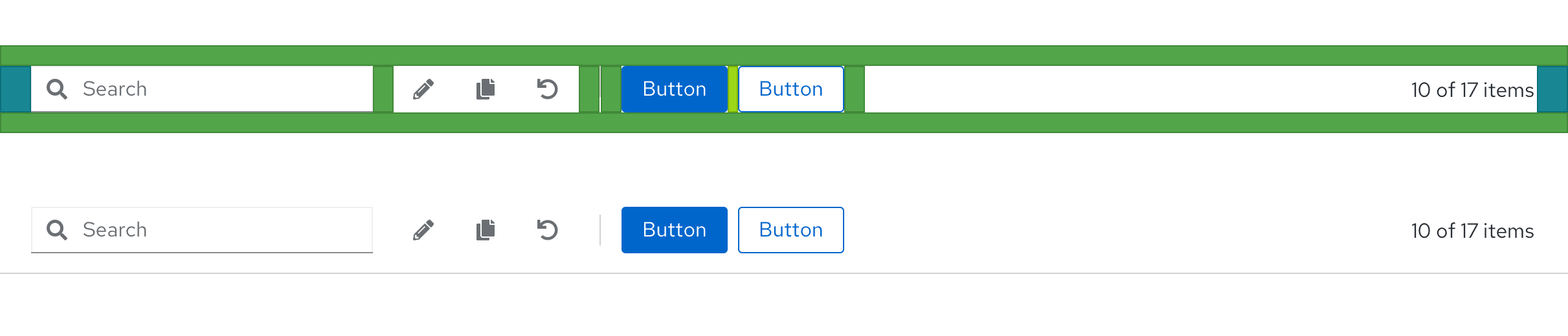 toolbar with divider