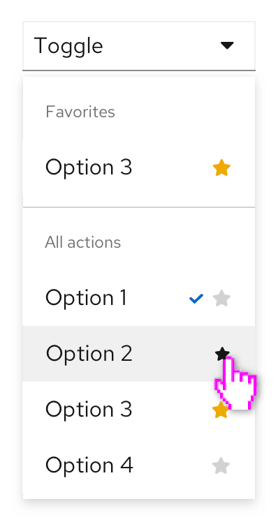 select list with favorites