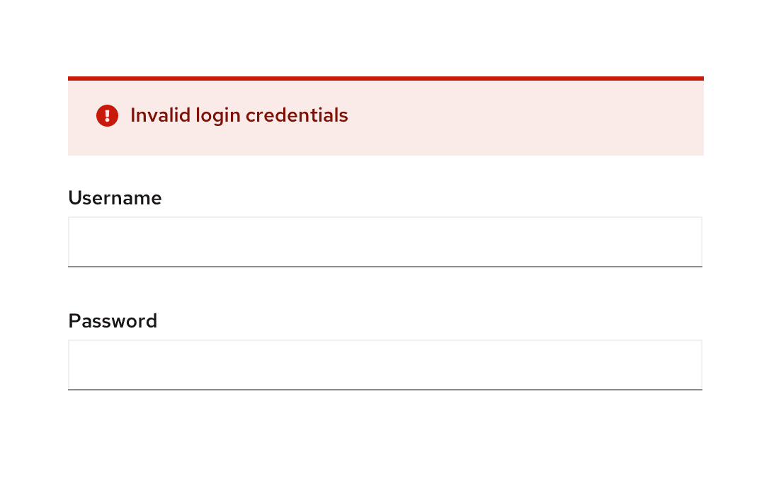 Example of wrong password